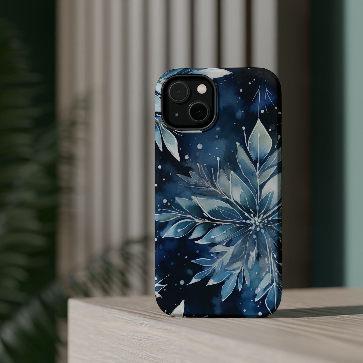 Winter’s Embrace – Blue Snowflake MagSafe iPhone Case