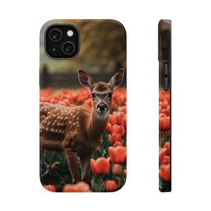 Fawn Among Tulips MagSafe iPhone Case