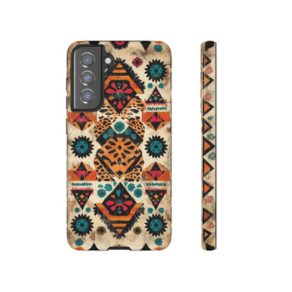 Bohemian Leopard & Tribal Floral Tough Samsung Galaxy Case – Vibrant Eclectic Design, Dual-Layer Protection