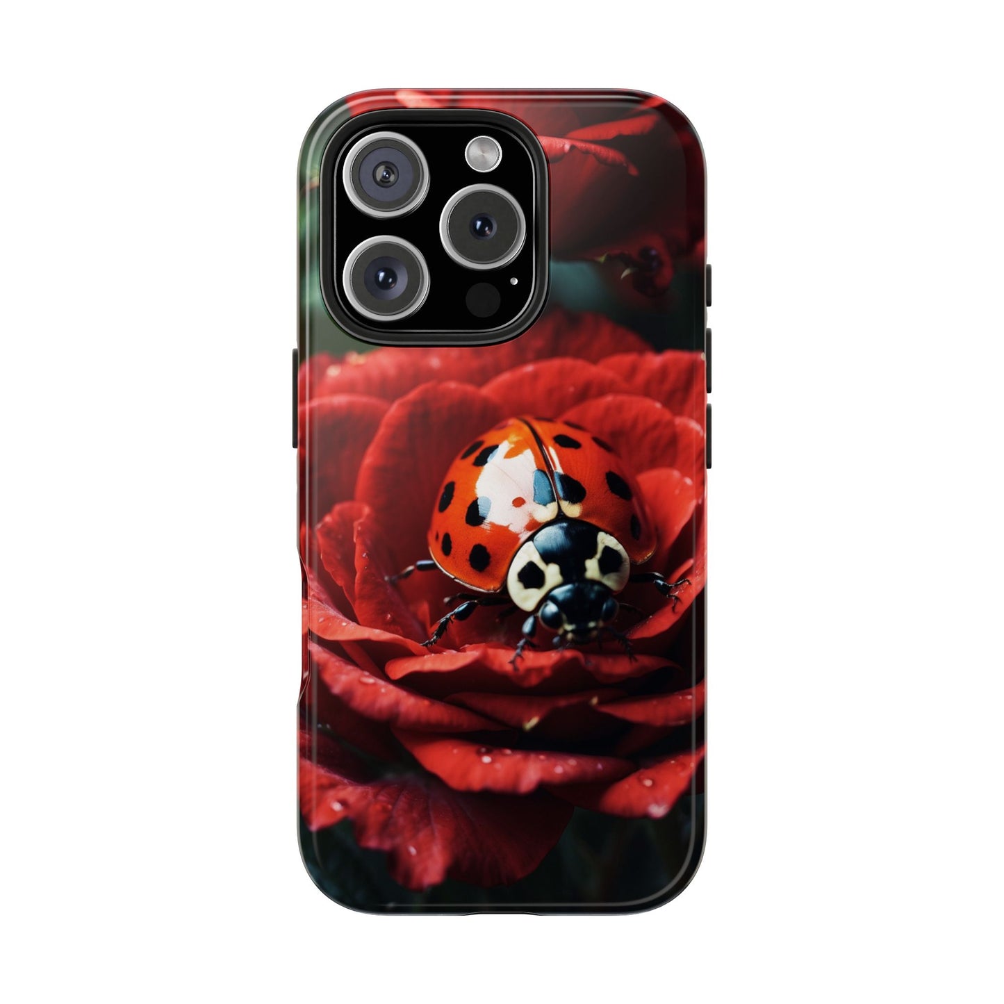 Elegant Rose & Ladybug Charm - iPhone Series Case