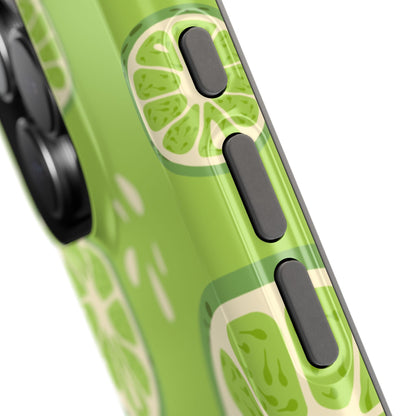 Zesty Lime Splash Tough MagSafe iPhone Case – Fresh Citrus Design, Dual-Layer Protection