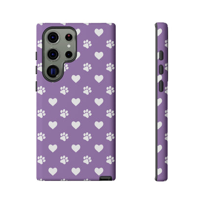 Lavender Paw Prints & Hearts Design - Adorable Pet Lover Samsung Galaxy Case