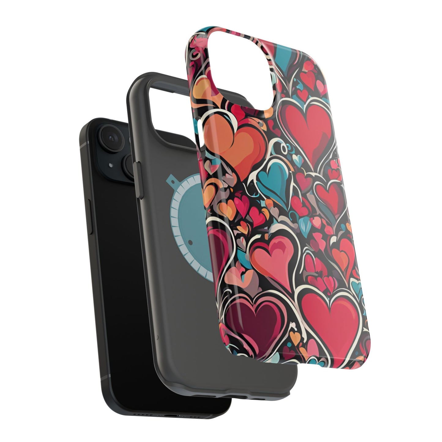 Vibrant Multicolor Heart Art – MagSafe-Compatible iPhone Case