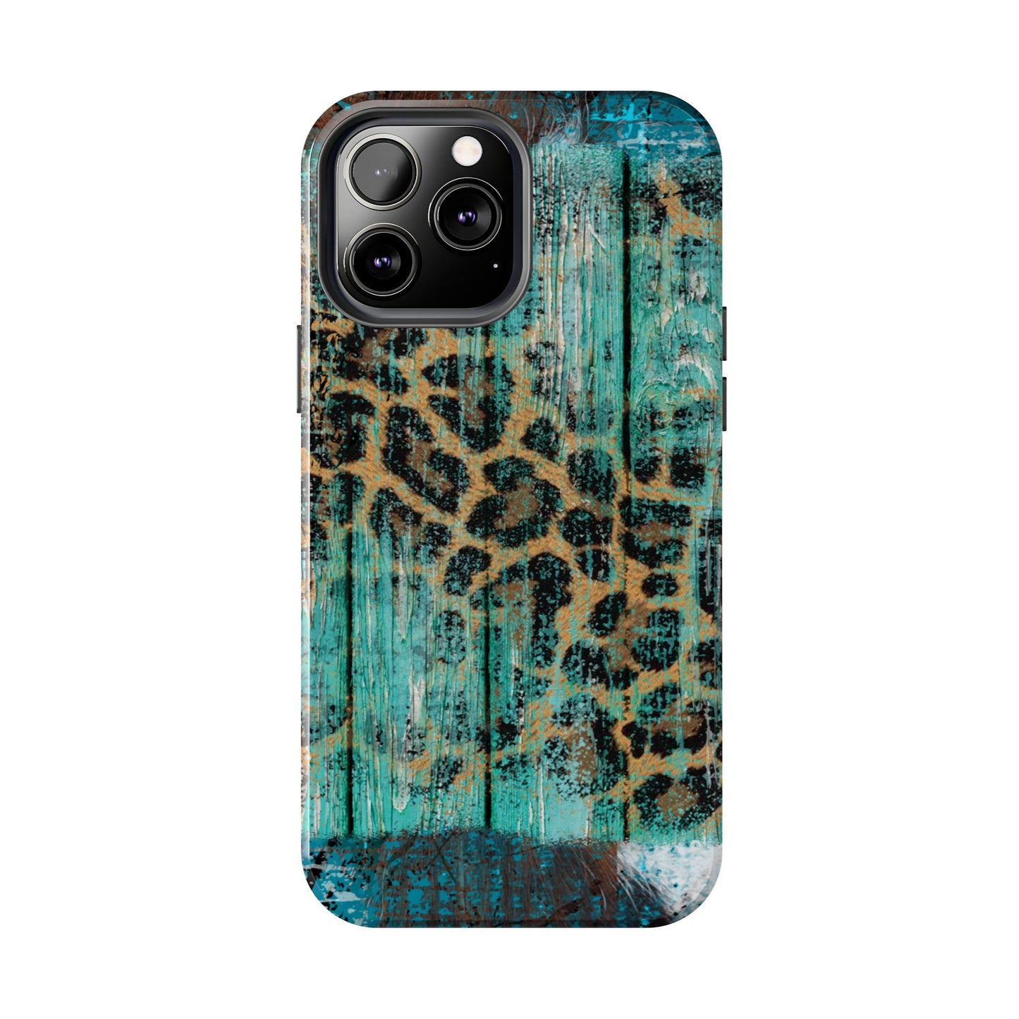 Turquoise Rustic Leopard Wood - iPhone Series Case