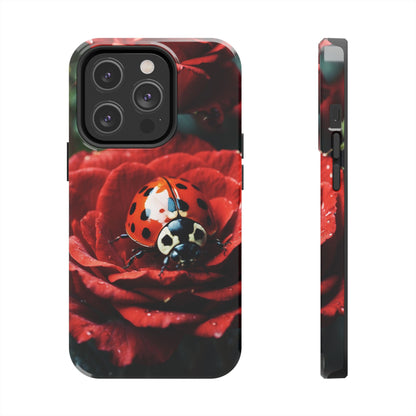 Elegant Rose & Ladybug Charm - iPhone Series Case