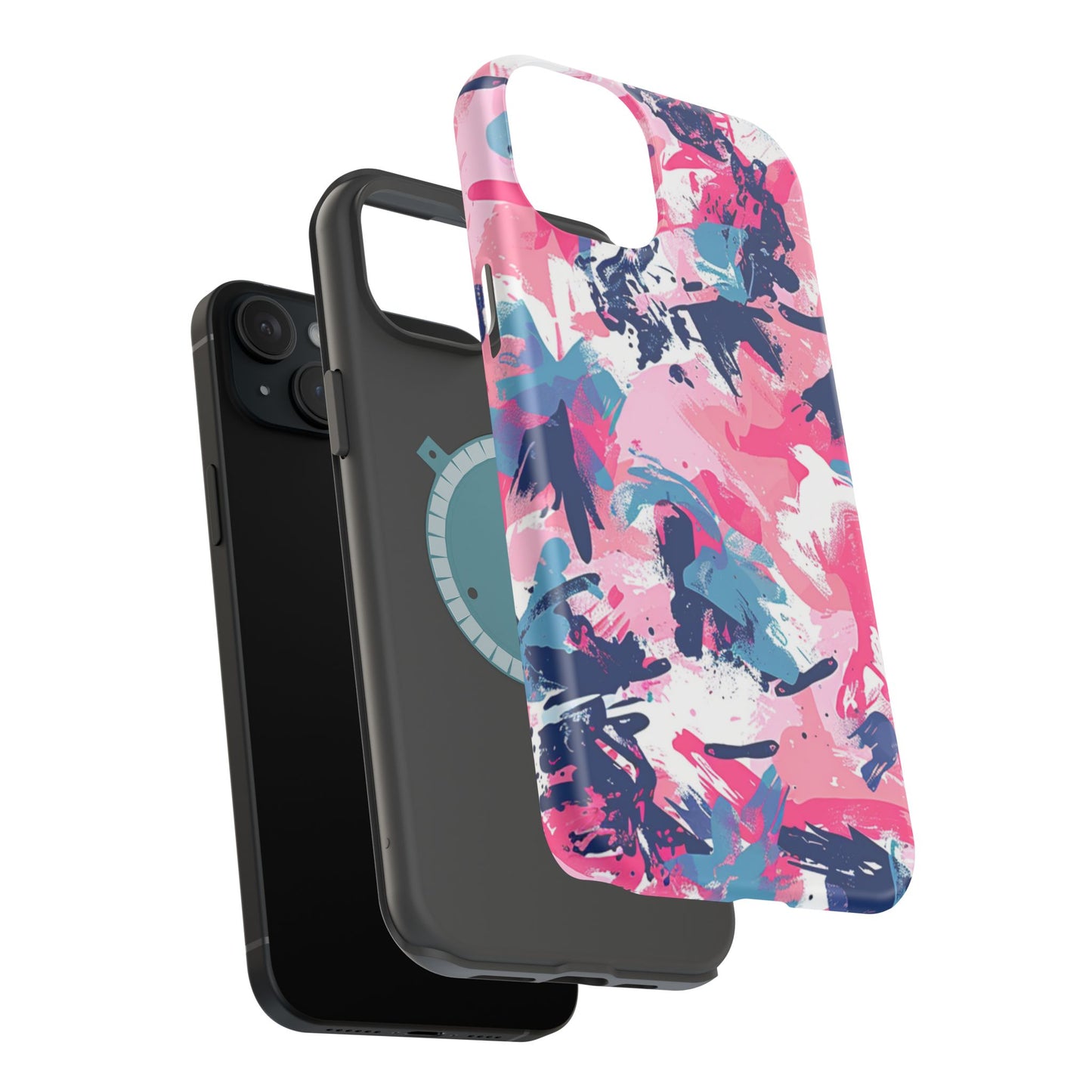 Vibrant Pink & Navy Abstract Splash – MagSafe iPhone Case