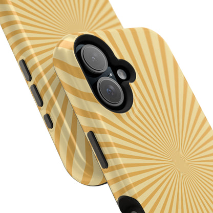 Golden Sunburst MagSafe  iPhone Case – Retro Radiant Design with Dual-Layer Protection