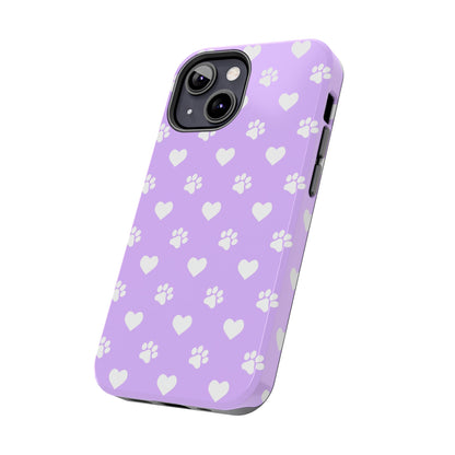 Lilac Paw Prints & Hearts – iPhone Case