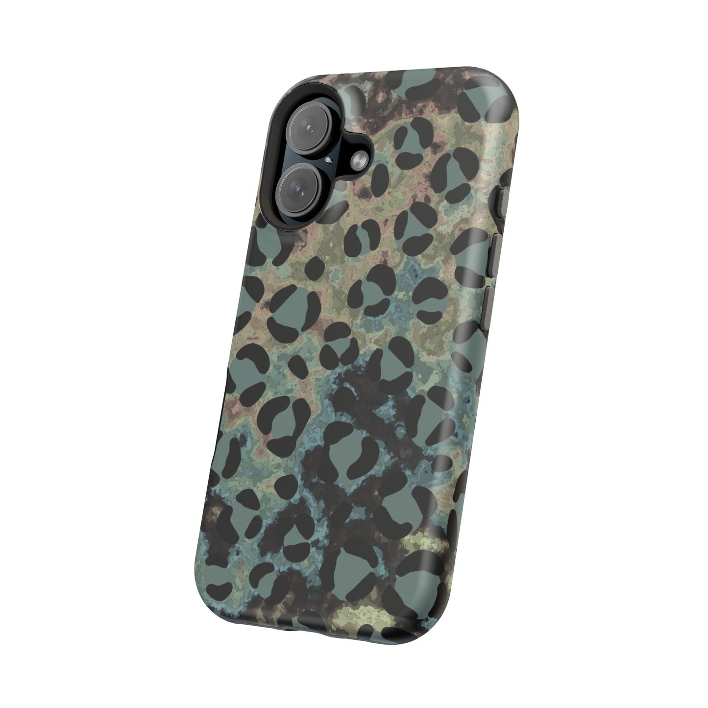 Moody Watercolor Leopard Print Tough MagSafe iPhone Case – Earthy Abstract Pattern with Dual-Layer Protection