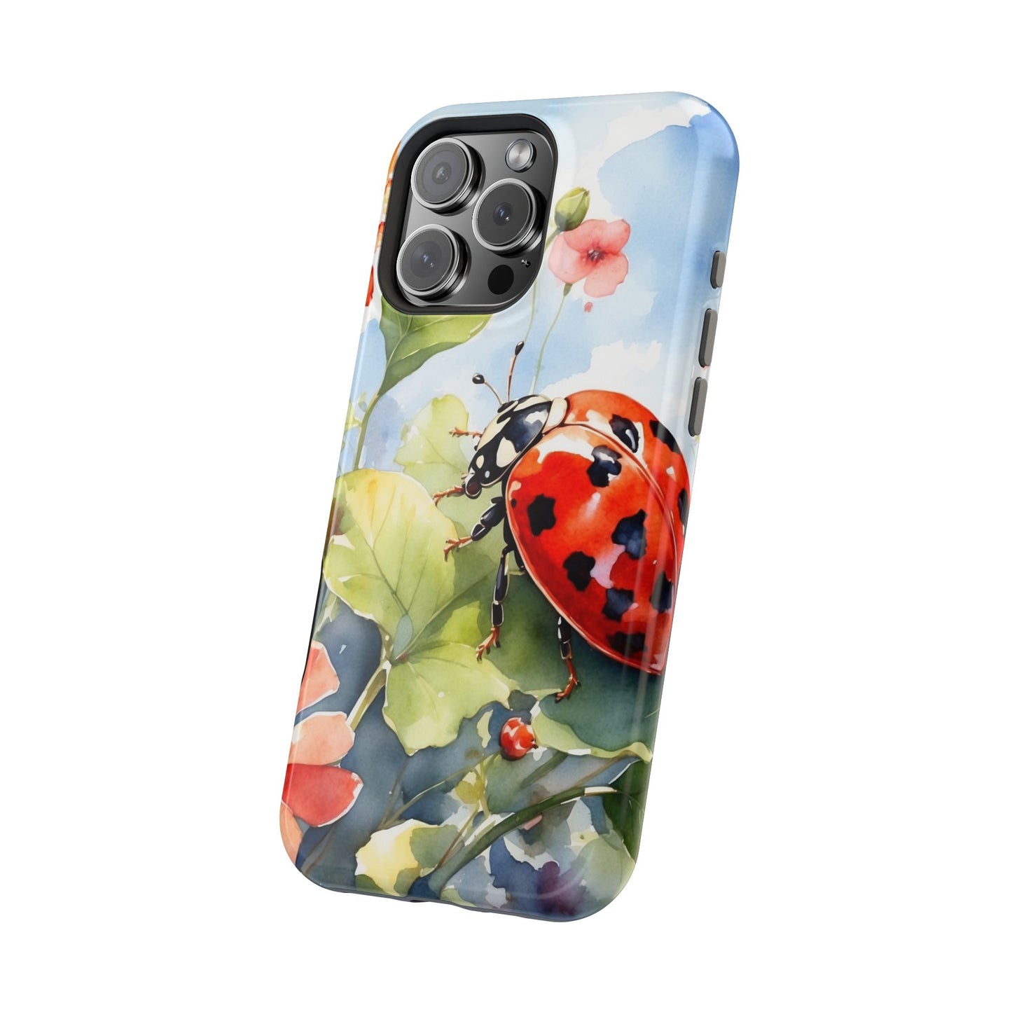 Watercolor Ladybug & Poppy Fields - MagSafe iPhone Case