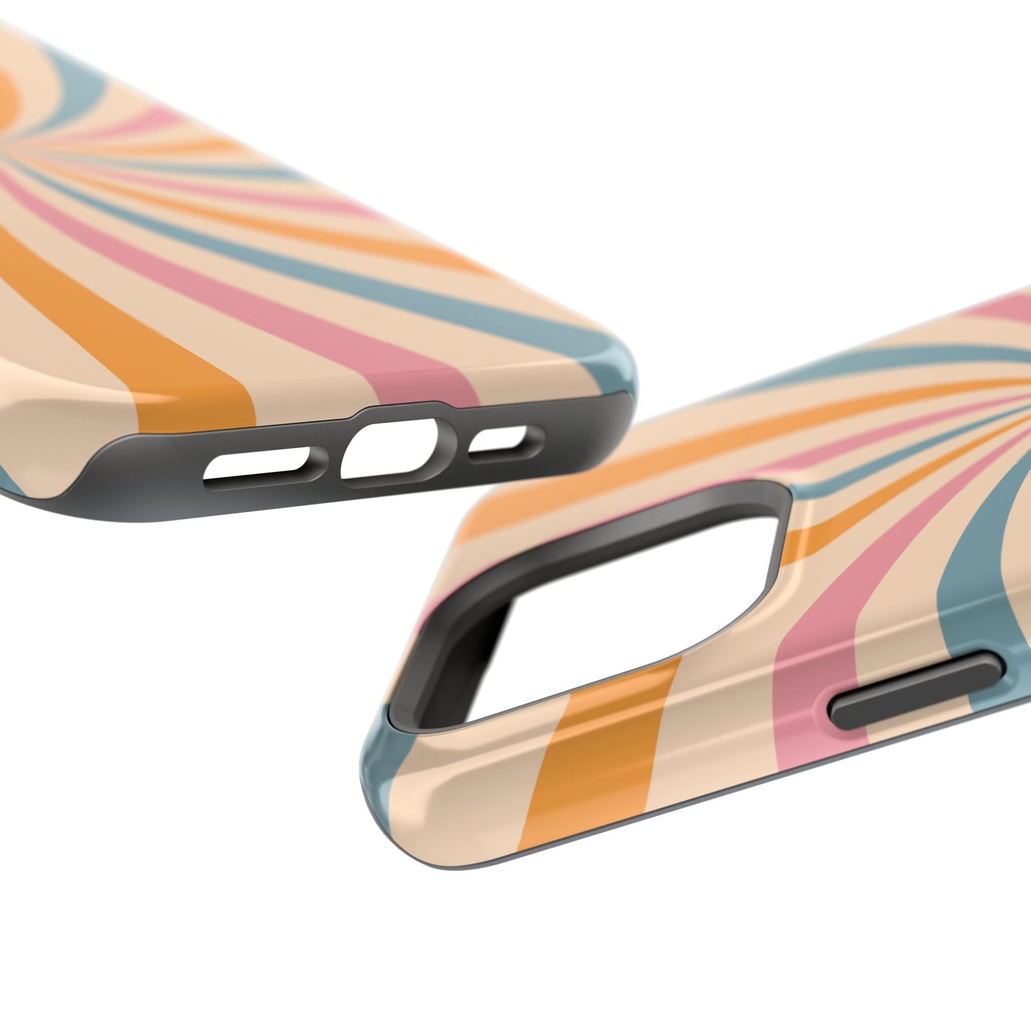 Retro Swirl Pattern MagSafe iPhone Case – Bold 70s Vibe in Pink, Orange, and Orange