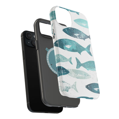 Vintage Blue Fish Print - MagSafe iPhone Series Case