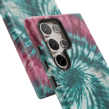 Teal and Pink Spiral Tie-Dye Samsung Galaxy Case – Boho Chic Design