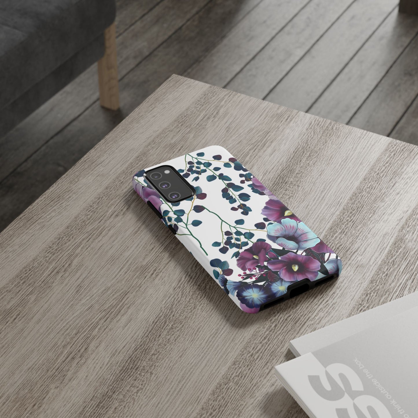 Moody Purple & Teal Floral Samsung Galaxy Series Case – Elegant Botanical Design