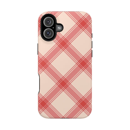 Soft Peachy Red Plaid MagSafe Case