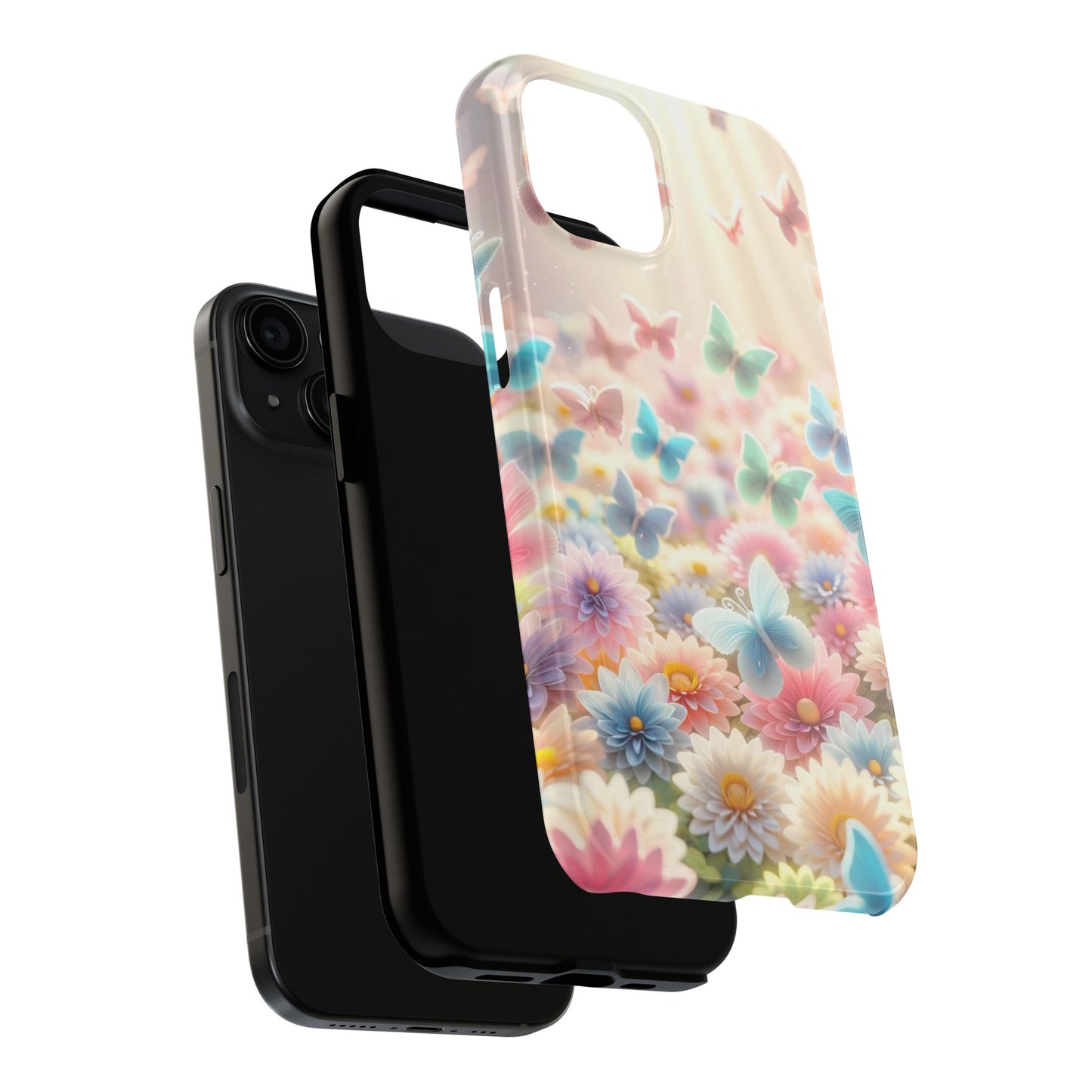 Butterfly Flower Garden - iPhone Case - Pastel Floral Protective Cover