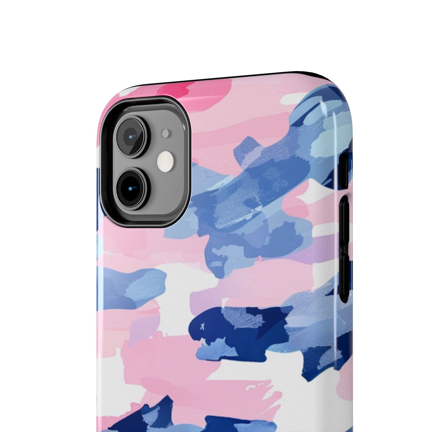 iPhone Case: Dynamic Pink & Navy Brushstroke Art