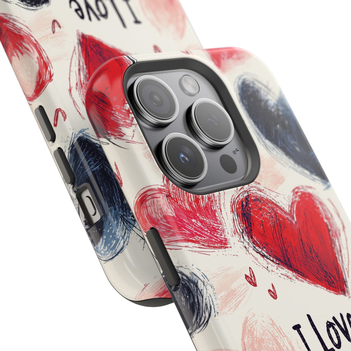 Brushstroke Hearts of Love "I Love You" - MagSafe Compatible Case