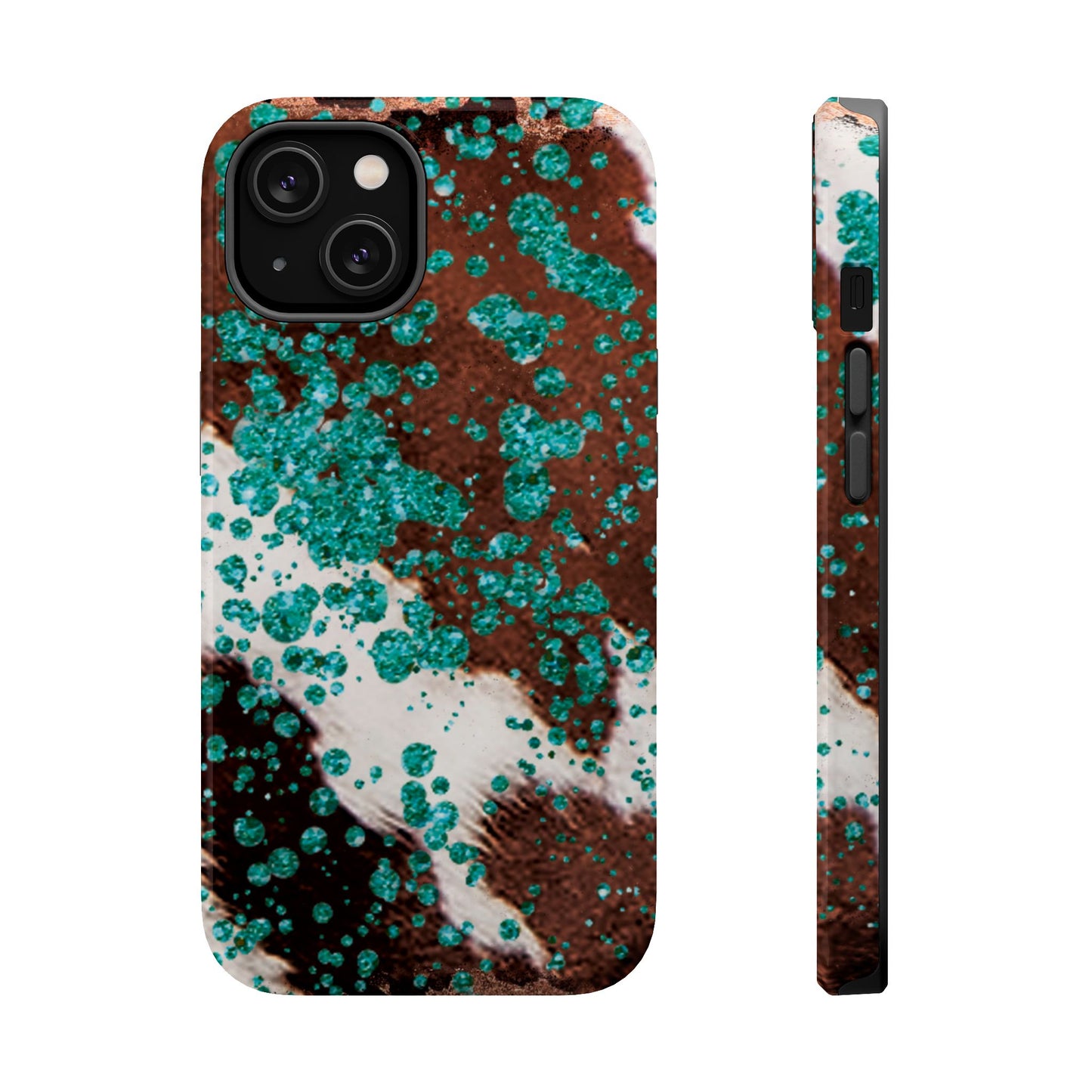 Teal Glitter Cowhide - MagSafe iPhone Series Case