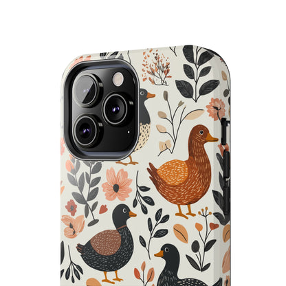 Farm Duck & Flowers iPhone Case – Vintage Floral Design