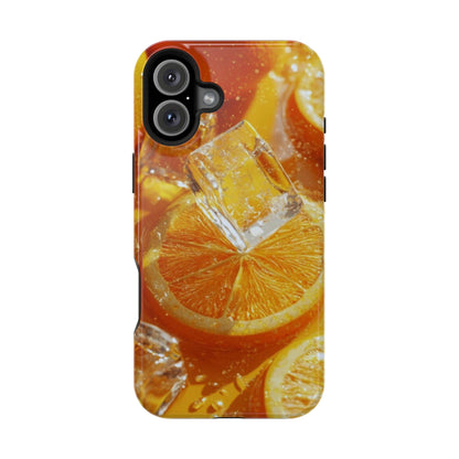 Citrus Orange Splash MagSafe iPhone Case – Dual-Layer Tough Protection, Vibrant Summer Design