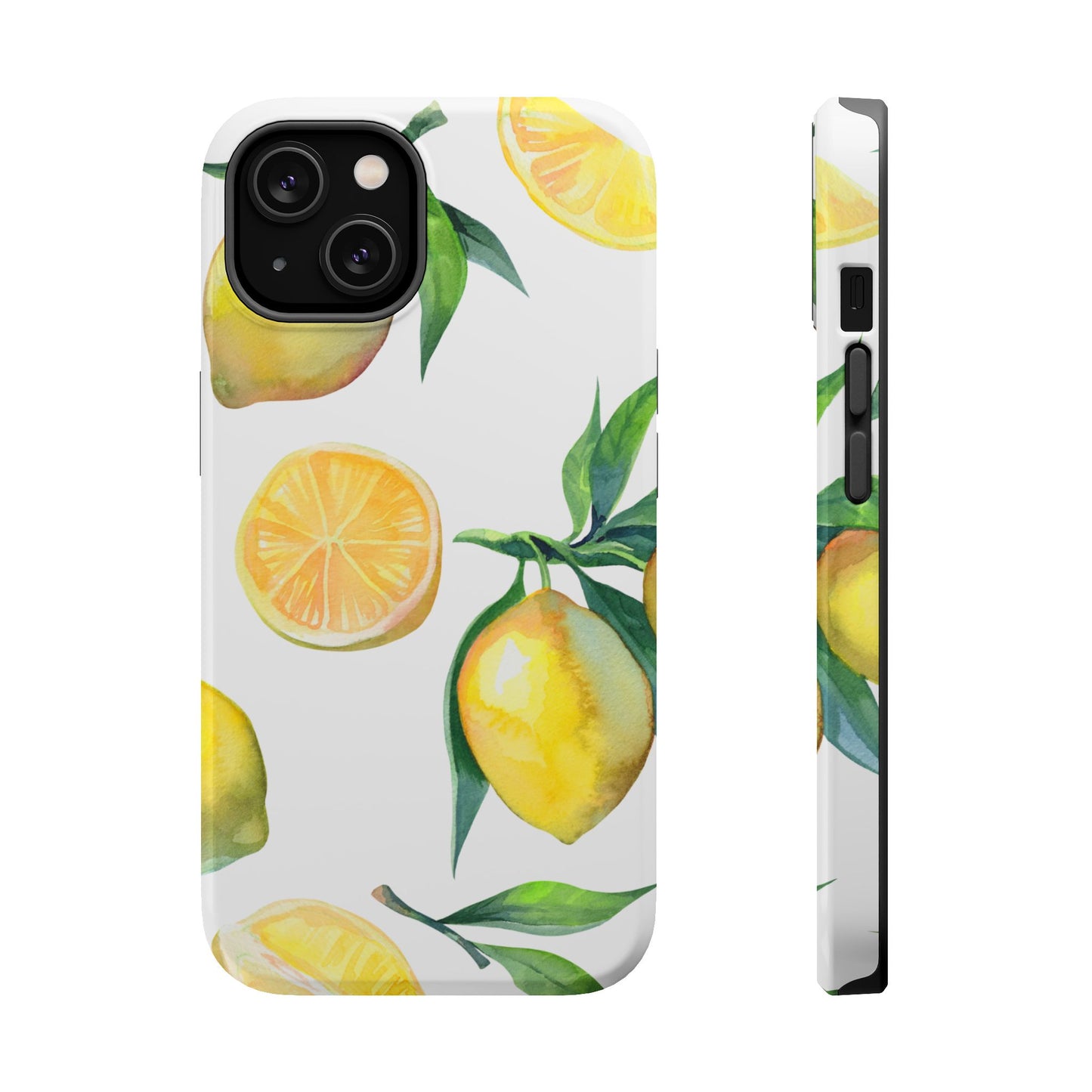 Lemon Grove Watercolor Tough MagSafe iPhone Case – Fresh Citrus Design, Dual-Layer Protection