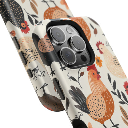 MagSafe iPhone Case: Cluckin' Vintage – Chickens & Leaves