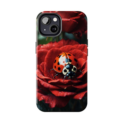 Elegant Rose & Ladybug Charm - iPhone Series Case