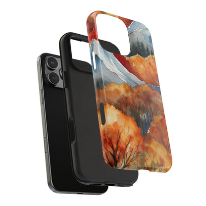 Autumn Mountain Forest Watercolor - iPhone Case