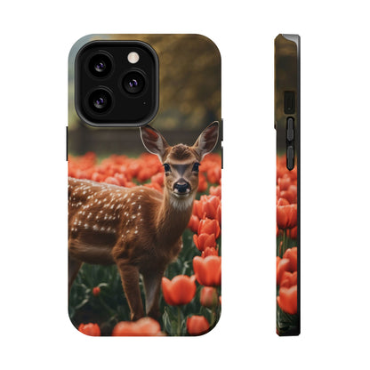 Fawn Among Tulips MagSafe iPhone Case