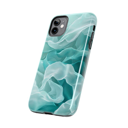 Elegant Flowing Teal Fabric iPhone Case – Soft Waves Design - BOGO Cases