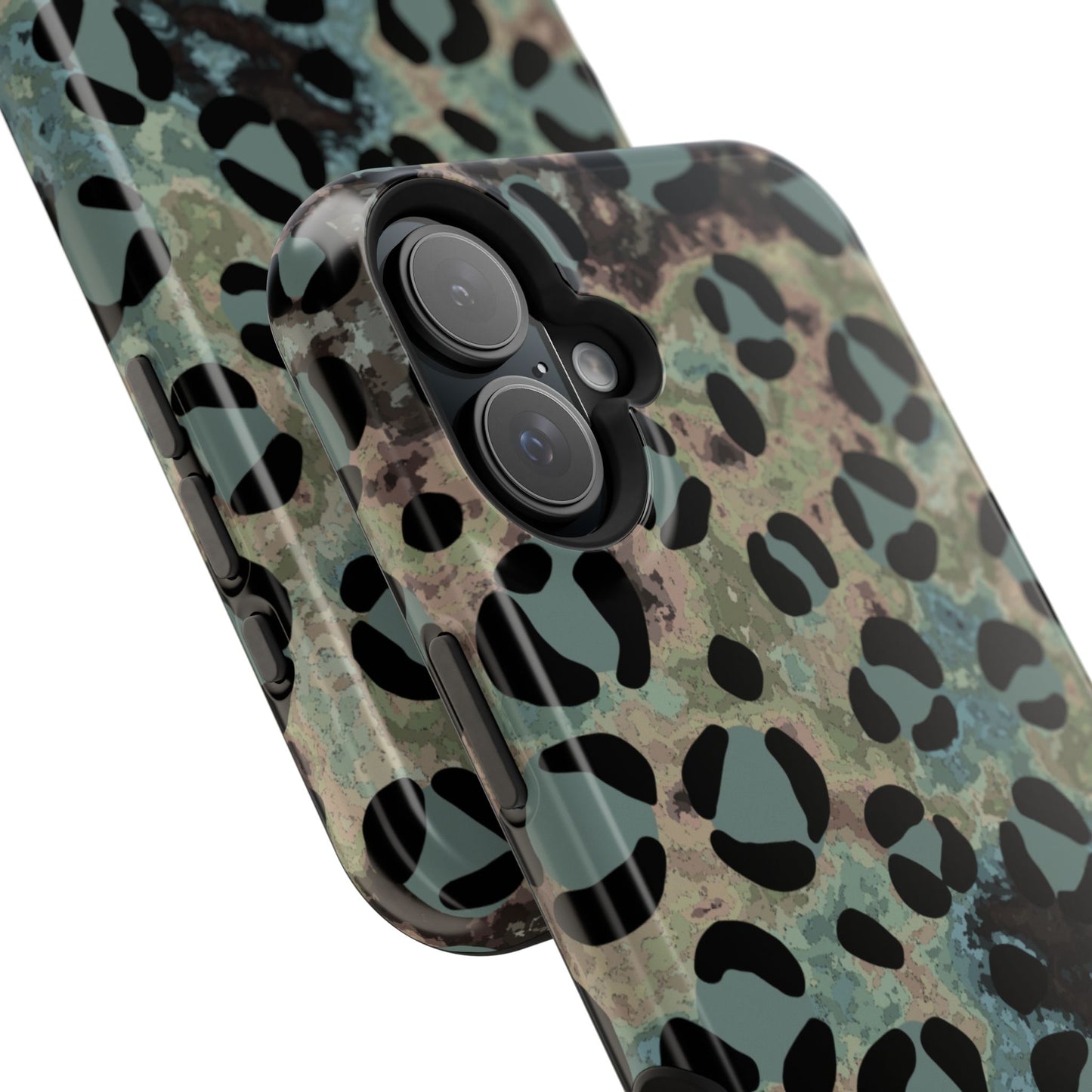 Moody Watercolor Leopard Print Tough MagSafe iPhone Case – Earthy Abstract Pattern with Dual-Layer Protection