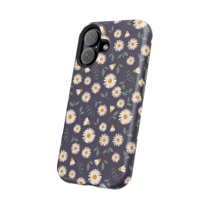 Midnight Daisy MagSafe iPhone Case – Dark Navy Floral Design, Slim and Protective