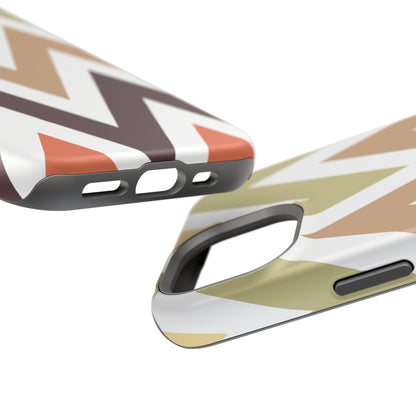 Earthy Chevron MagSafe iPhone Case – Boho-Inspired Design with Dual-Layer Protection