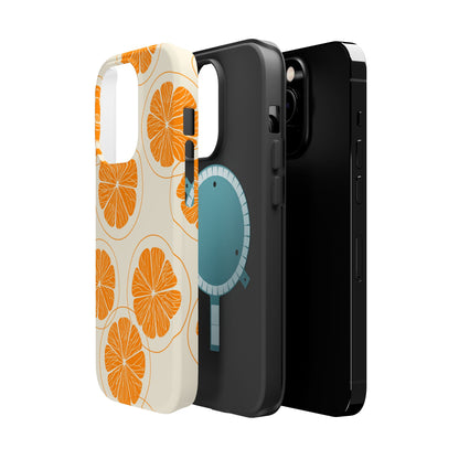 Citrus Burst Pattern Tough MagSafe iPhone Case – Bold Orange Design, Shockproof Protection