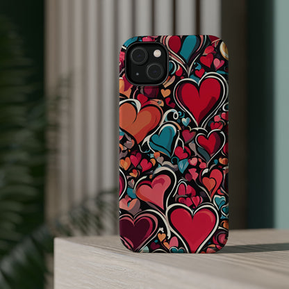 Vibrant Multicolor Heart Art – MagSafe-Compatible iPhone Case