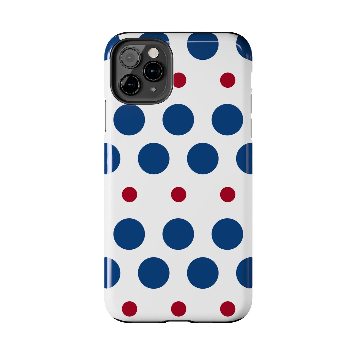 Bold Navy & Red Polka Dot Pattern – iPhone Case