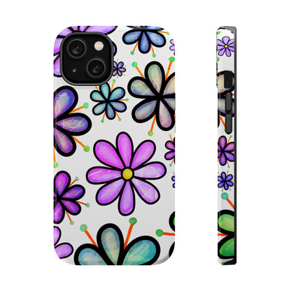 Whimsical Lavender Floral MagSafe iPhone Case – Ultra-Slim, High-Gloss Finish