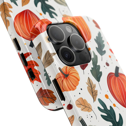 Autumn Harvest iPhone Case - Pumpkin and Fall Leaf Design