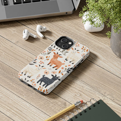 iPhone Case: Smiley Goats & Dried Flowers – Vintage Charm