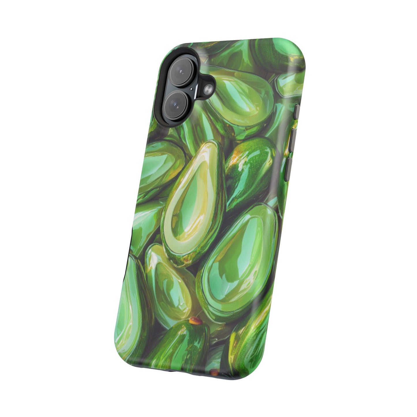 Glossy Avocado MagSafe iPhone Case – Sleek Green 3D Fruit Design, Durable and Stylish