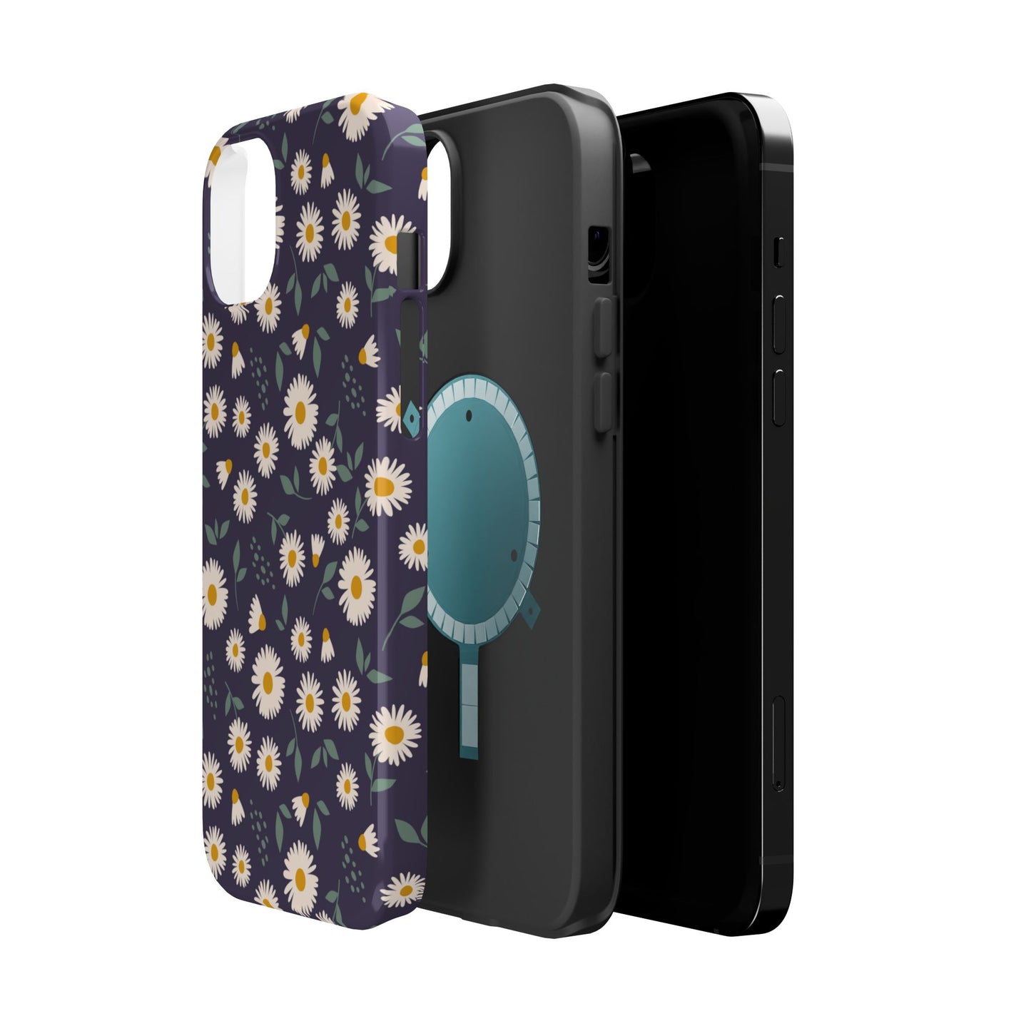 Midnight Daisy MagSafe iPhone Case – Dark Navy Floral Design, Slim and Protective