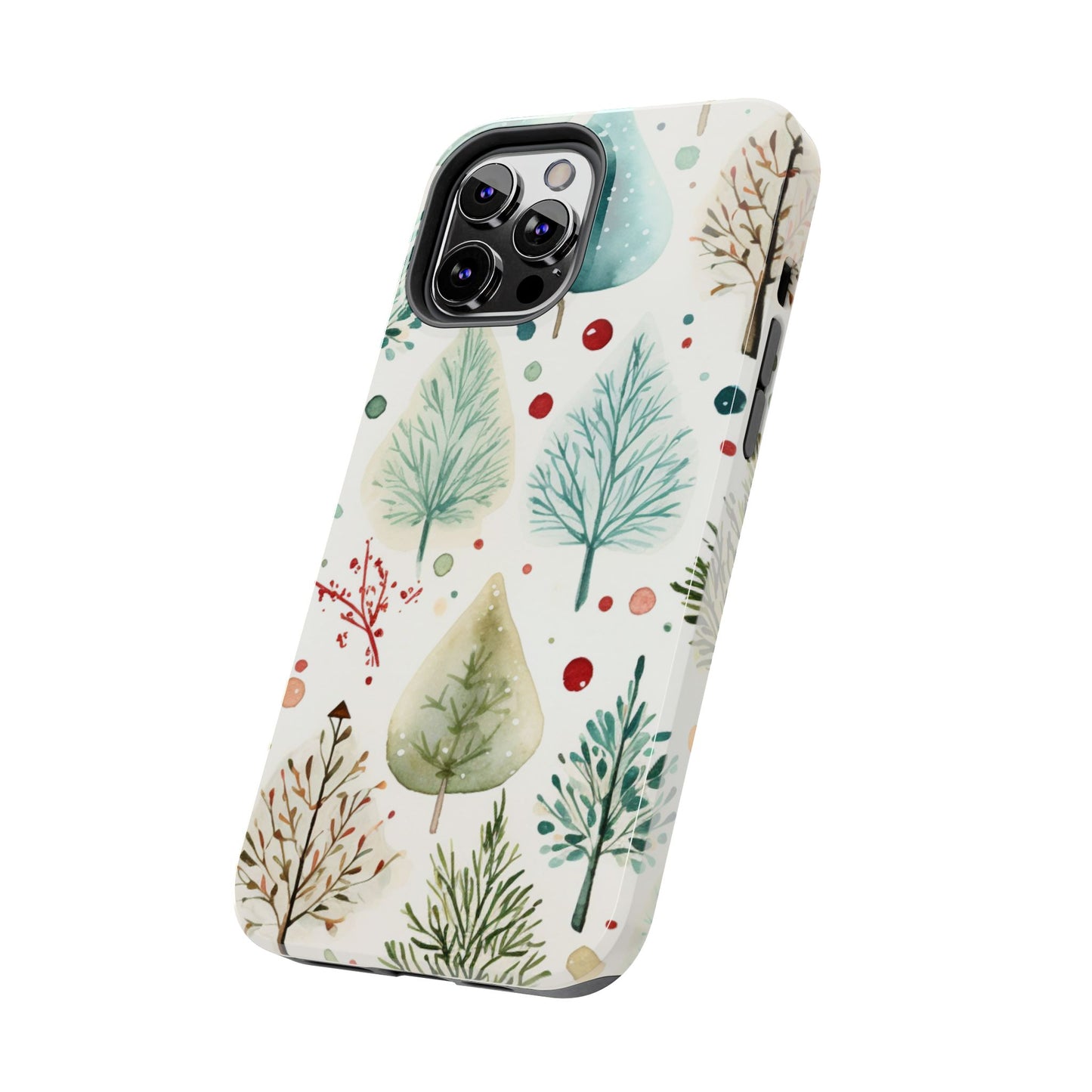 Watercolor Winter Trees iPhone Case – Nature-Inspired, Holiday Theme Protective Cover