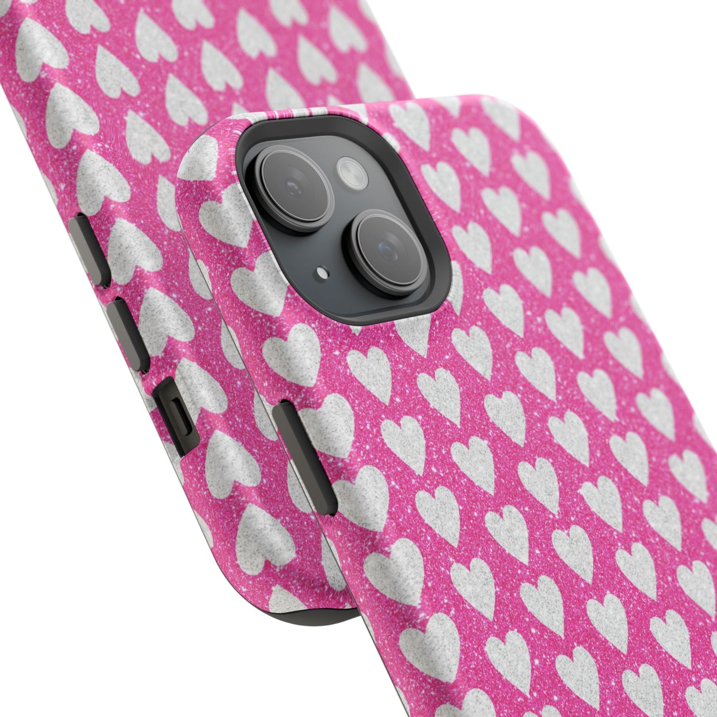 Pink Glitter Heart Pattern MagSafe Case