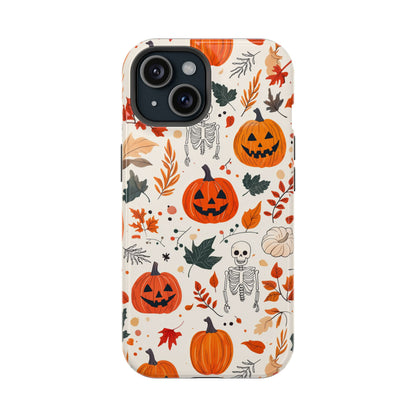 Halloween Pumpkin & Skeleton MagSafe iPhone Case – Spooky Autumn Design