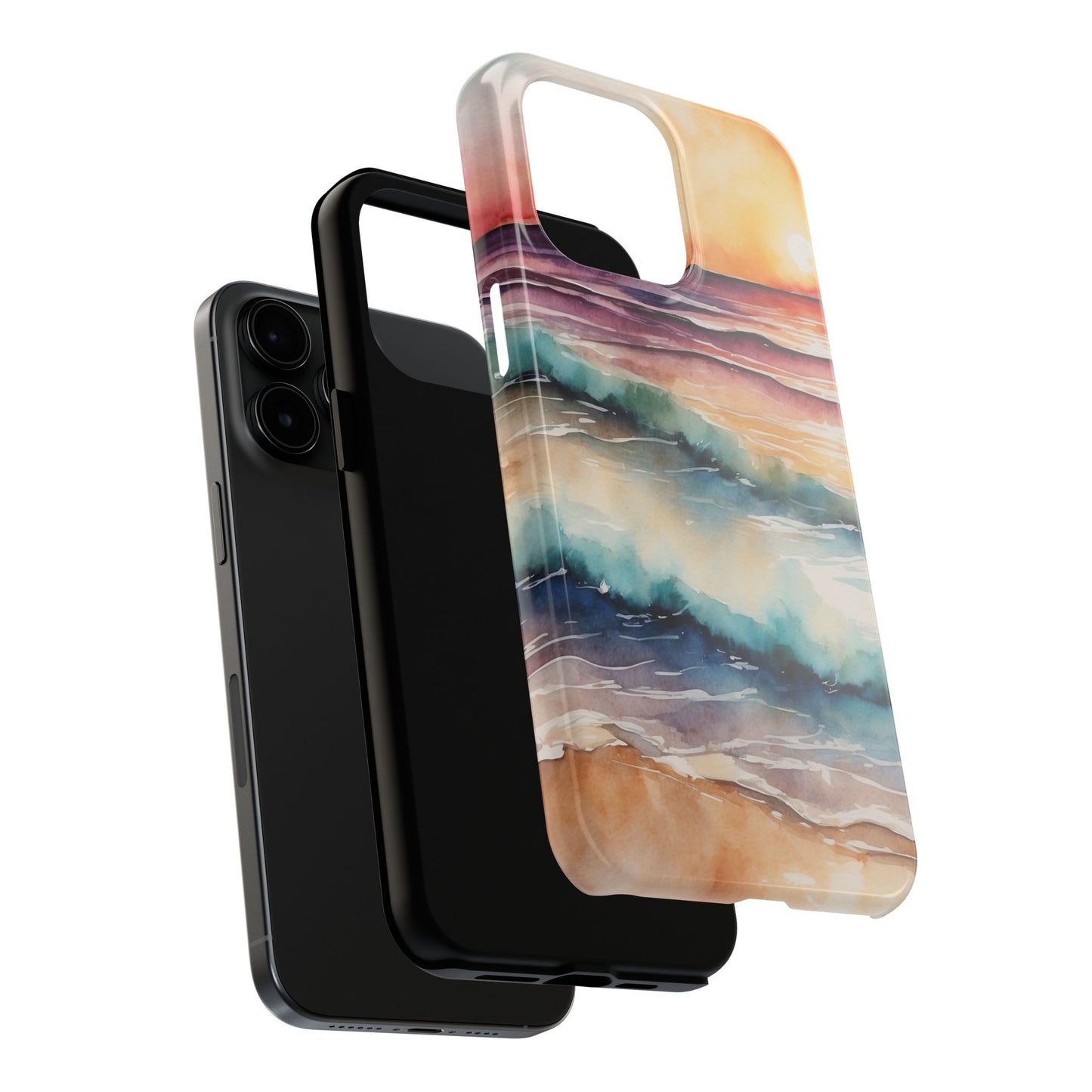 Sunset Waves iPhone Case – Vibrant Watercolor Design