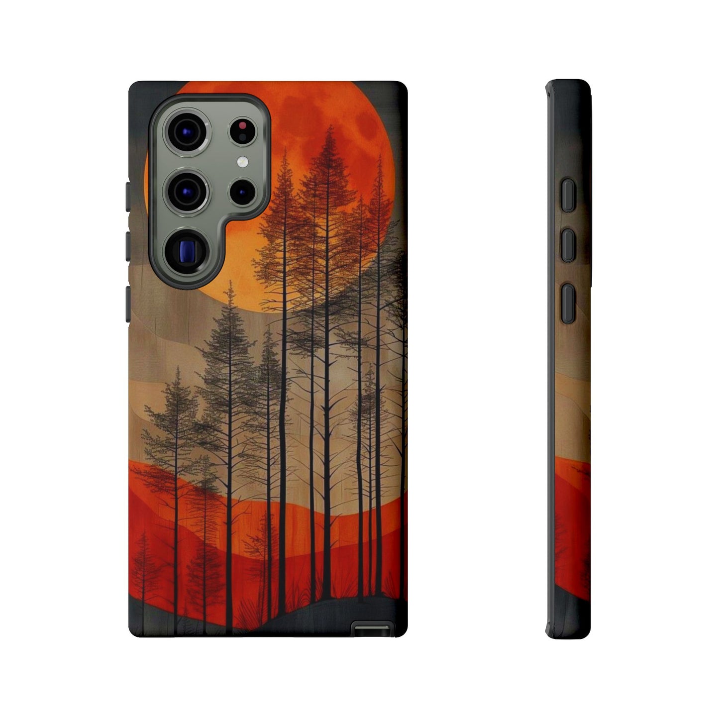 Moody Forest Moonrise Samsung Galaxy Case – Dark Landscape Design, Dual-Layer Protection