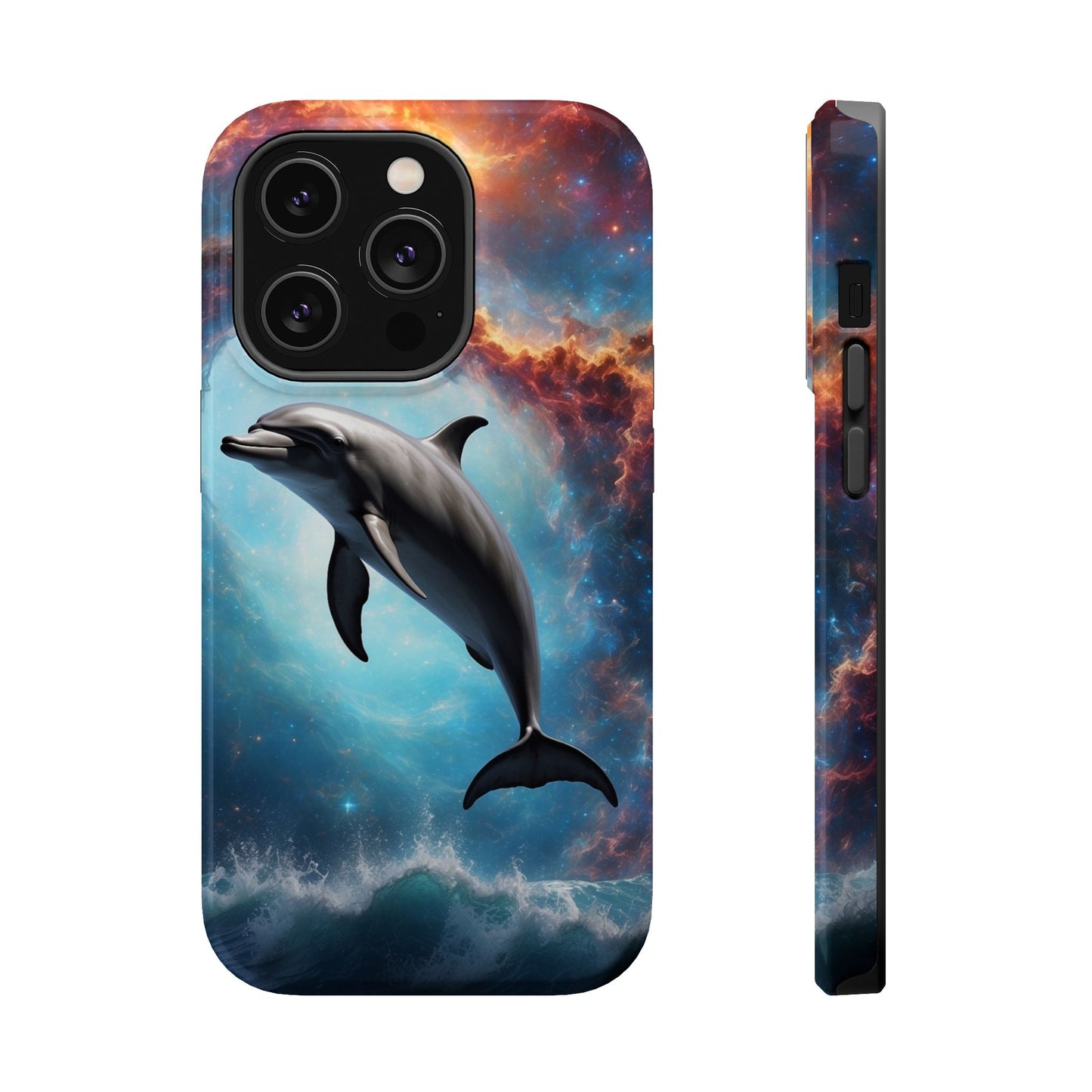 Cosmic Dolphin Space Vibes - MagSafe-Compatible Case