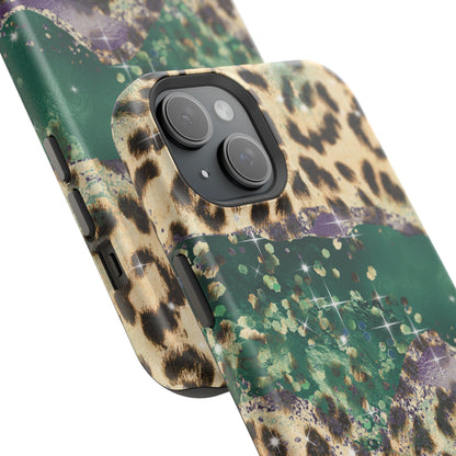 Emerald Glitter Leopard Print - MagSafe iPhone Series Case