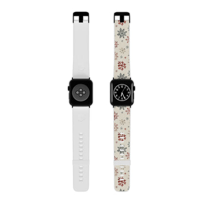 Vintage Red and Gray Snowflake Pattern Apple Watch Band